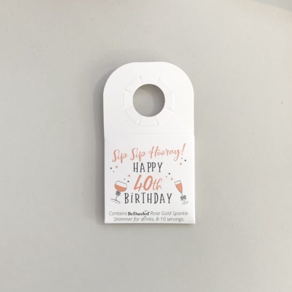 40th birthday alcohol and non-alcohol drink shimmer bottle neck gift tag