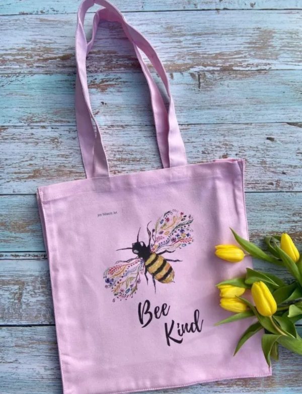 Art print eco friendly tote bag- bee kind