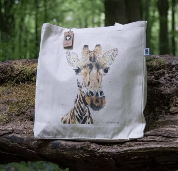 Art print eco friendly tote bag- giraffe