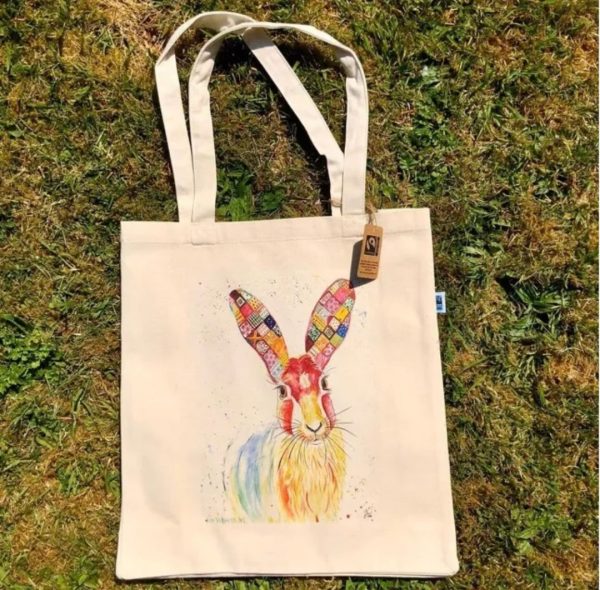 Art print eco friendly tote bag- hare