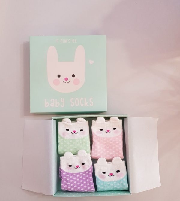 Bunny baby socks with grips pack of 4