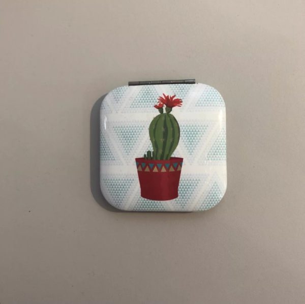 Cactus compact handbag mirror- blue triangle square
