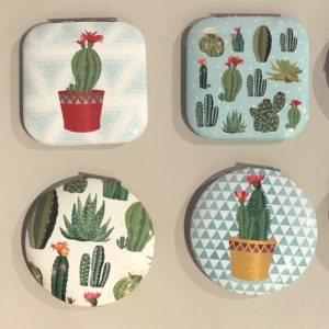 Cactus compact handbag mirror