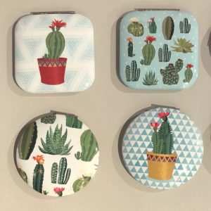 Cactus compact handbag mirror