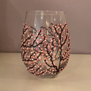Cherry blossom stemless wine glass tumbler