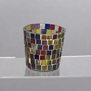 coloured glass mosaic tea light candle holder