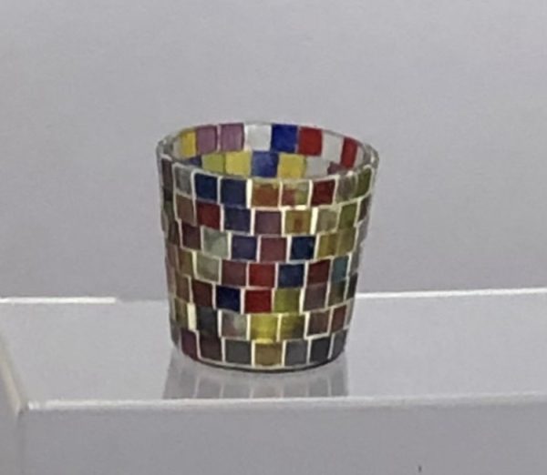 coloured glass mosaic tea light candle holder