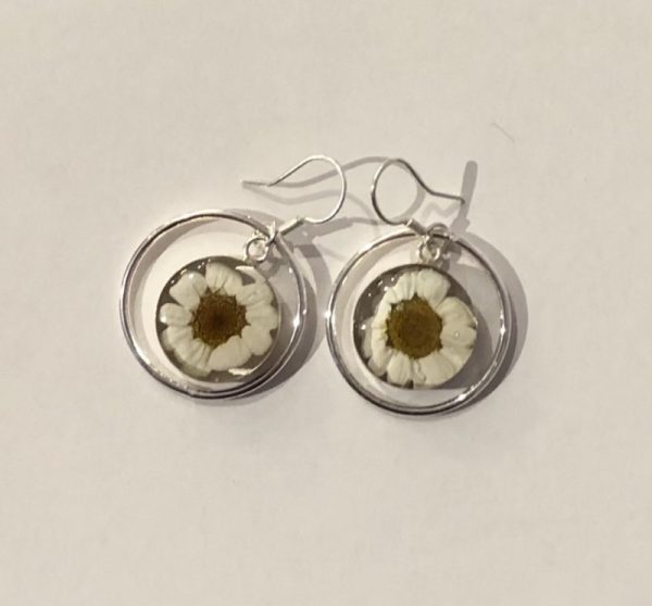 Daisy Earrings with Silver Surround