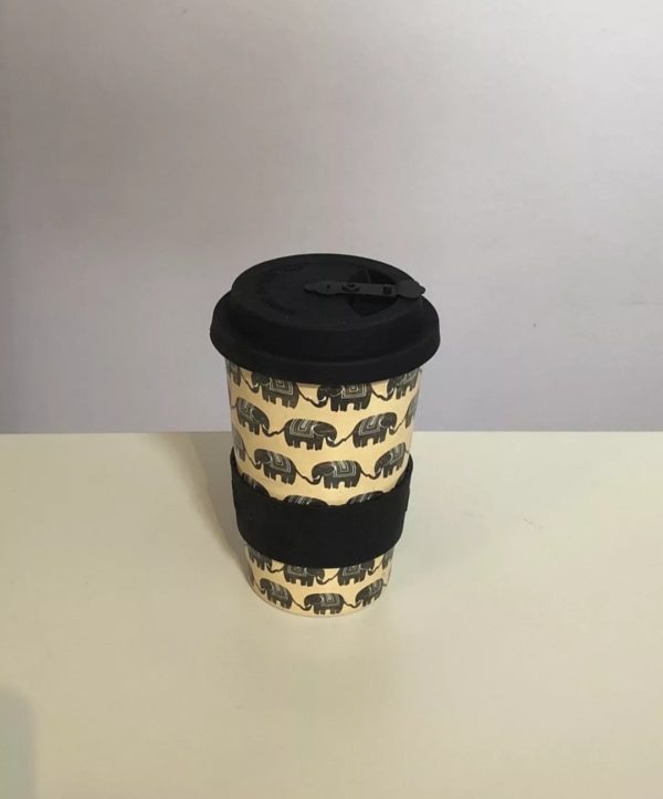 Black elephant eco friendly reusable rice husk travel coffee cup