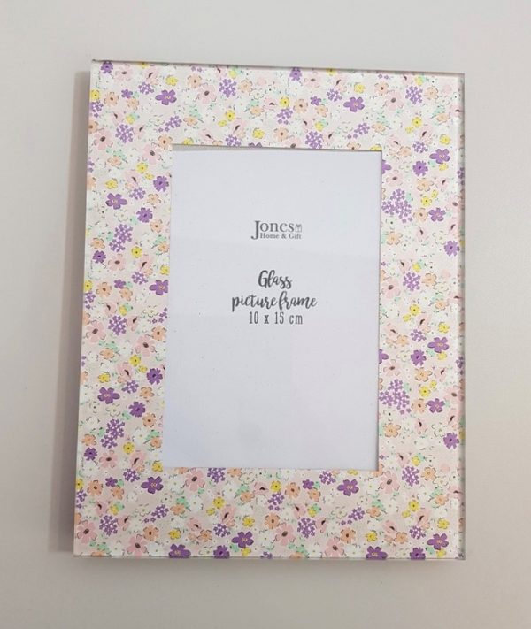 Floral glass photo frame