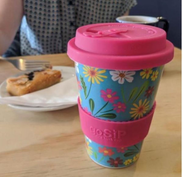 Florals turquoise rice husk reusable cup