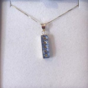 Forget me not real flower silver pendant necklace