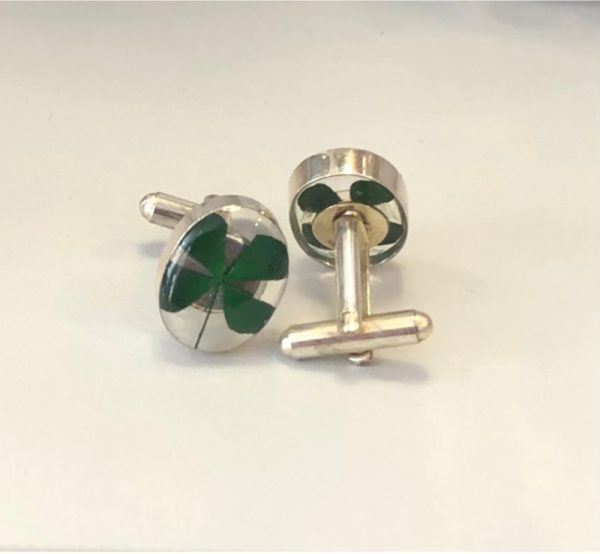 Four Leaf Clover Silver Cufflinks