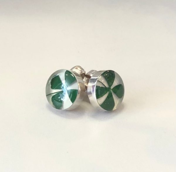 Four Leaf Clover and Forget-me-not Silver Cufflinks