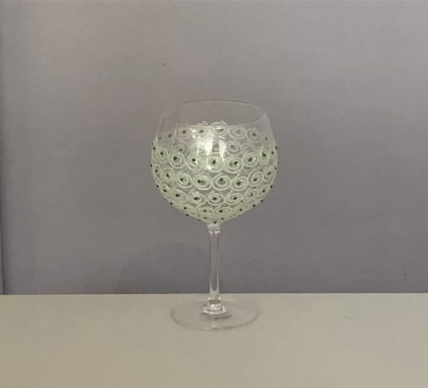 Green swirl hand decorated gin glass