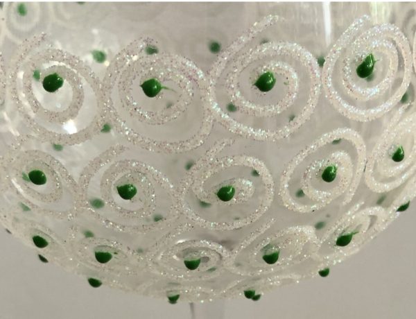Green swirl hand decorated gin glass
