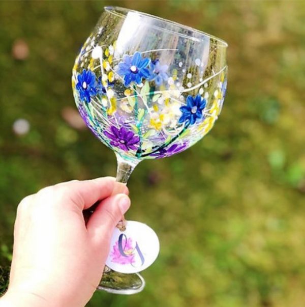 Hand Painted Meadow Flowers Gin Goblet