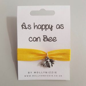 Happy as can bee yellow ribbon bee charm bracelet