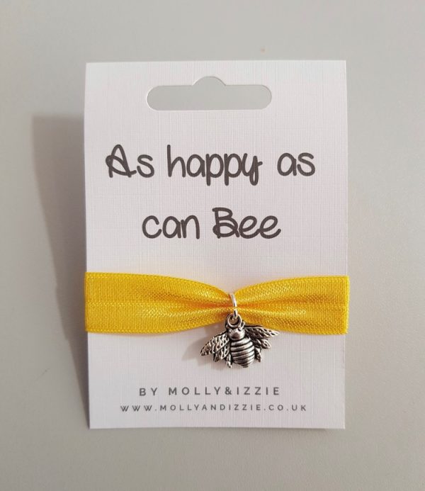 Happy as can bee yellow ribbon bee charm bracelet