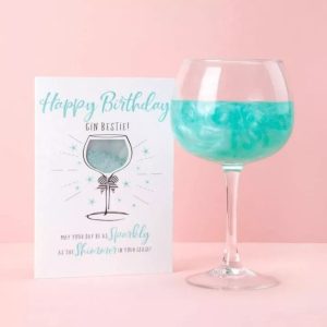 Happy birthday! Gin bestie drink shimmer birthday card