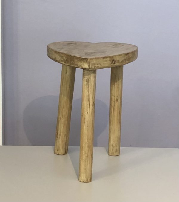 Heart white wash stool