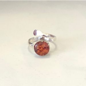 Heather real flower silver ring