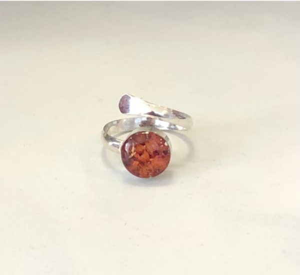 Heather real flower silver ring