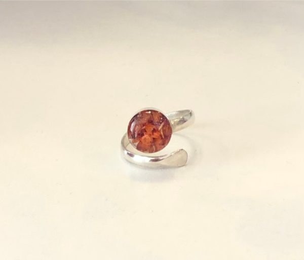 Heather real flower silver ring