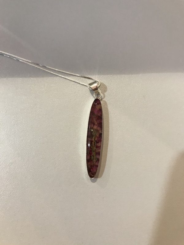 Heather silver pendant oval necklace