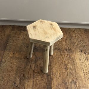 Hexagonal white wash stool