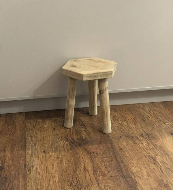 Hexagonal white wash stool