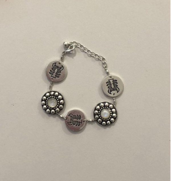 Horoscope bracelet cancer star sign with clear quartz semi precious stone charms