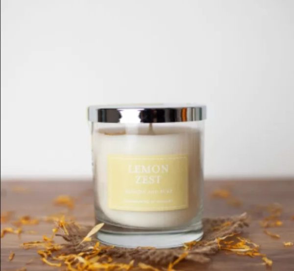 Lemon zest glass jar scented candle