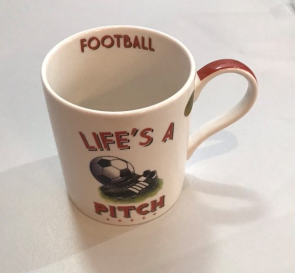Life's A Pitch Football Mug