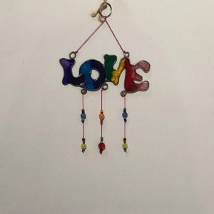 Love multicoloured beaded sun catcher