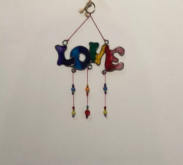 Love multicoloured beaded sun catcher