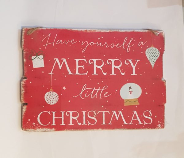 Merry little Christmas hanging wooden sign
