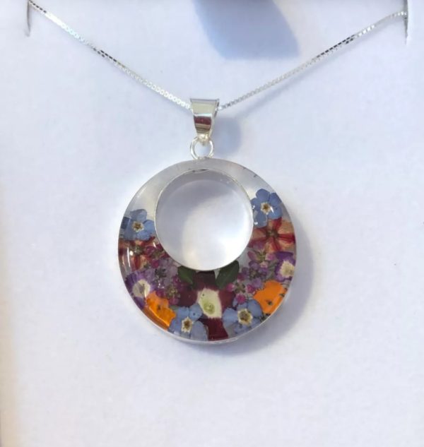 Mixed flower silver necklace