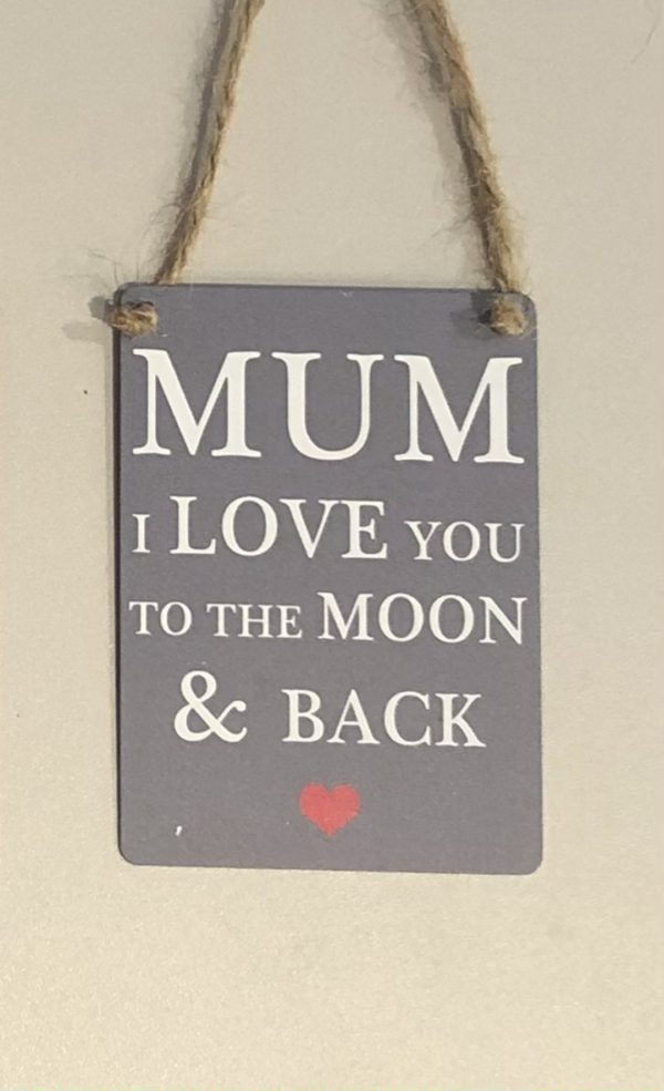 Mum i love you to the moon & back mini metal sign