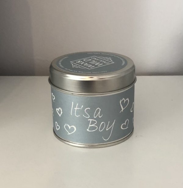 New baby scented candle tin- it's a boy
