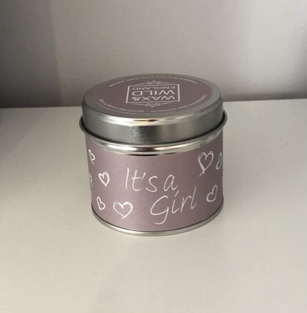 New baby scented candle tin- it's a girl