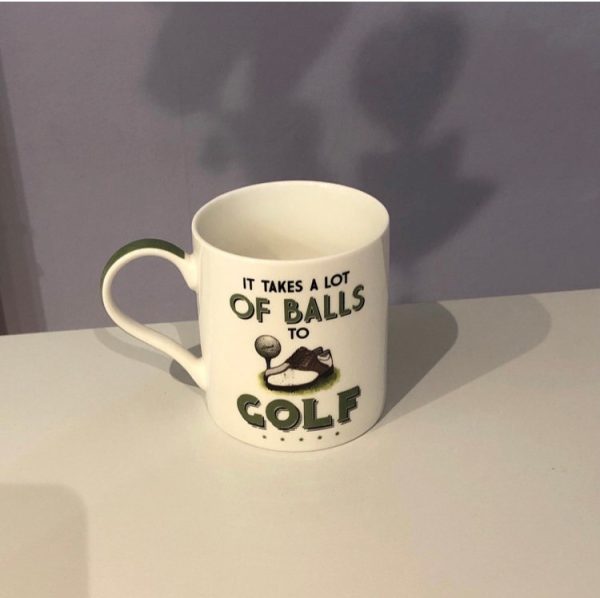 classic white mug with a golf theme