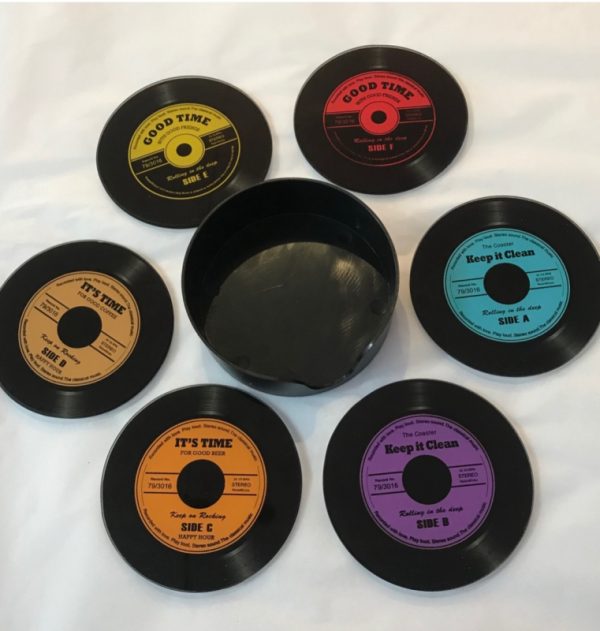 Novelty vinyl glass record coasters