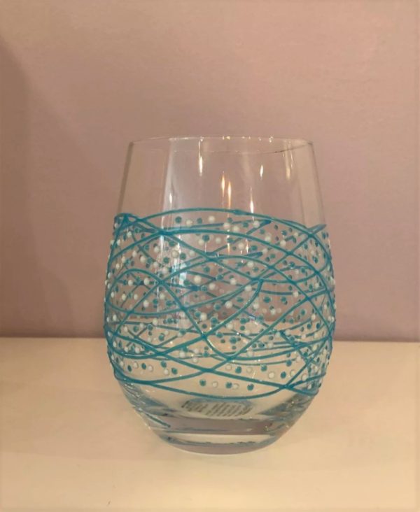 Ocean swirl stemless wine glass