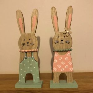 Pair of Wooden Rabbit Ornaments