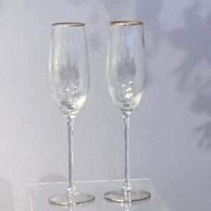 Pair of iridescent champagne flutes or prosecco glass