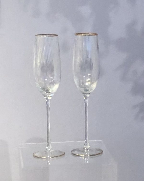 Pair of iridescent champagne flutes or prosecco glass