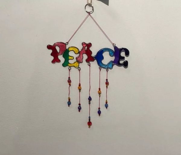 Peace multicoloured beaded sun catcher