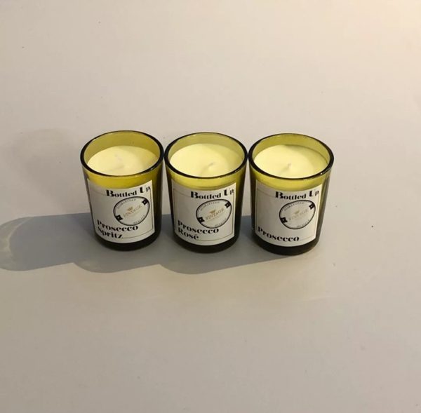 Prosecco bottled up candle set