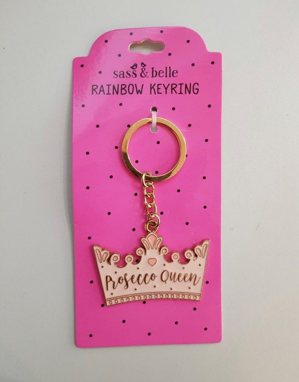 Novelty prosecco queen metal keyring